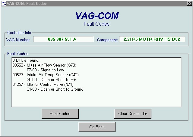 Vag Option Codes